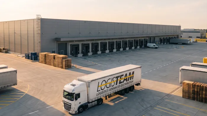The LOGISTEAM distribution fleet in the yard